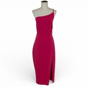 Lovers & Friends Lazo Dress‎ Pink One-Shoulder Sleeveless Midi Sheath